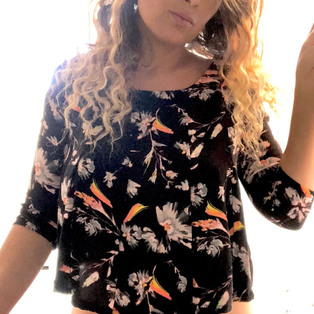 Floral/ Black top